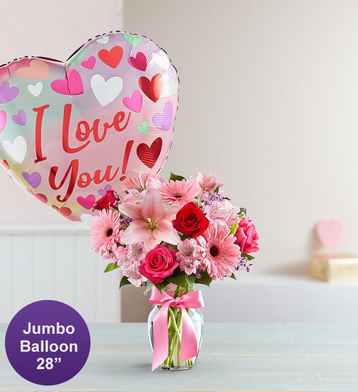 Fields of Europe Romance with Jumbo Love Balloon Extra Medium