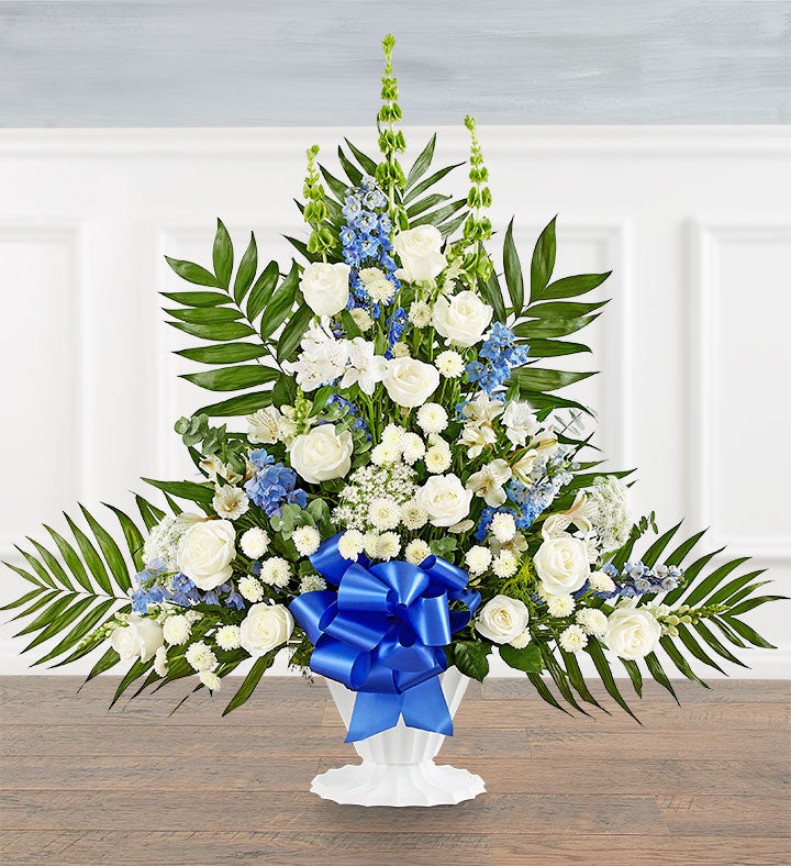 blue and white lilies Tranquility Floor Basket - Blue & White | Large