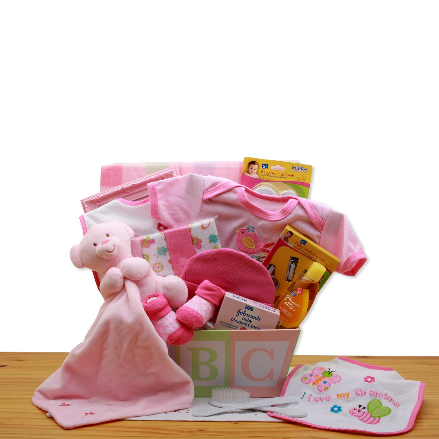 Send Easy as ABC New Baby Gift Basket Pink James Cress Florist
