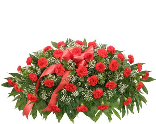 Timeless Traditions Red Carnation Casket Spray