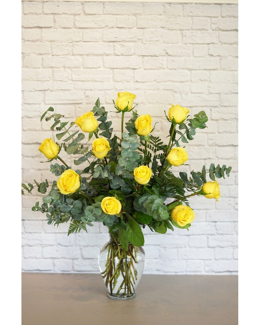 One Dozen Premium Yellow Roses