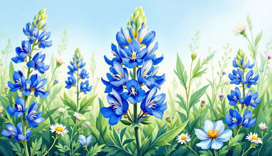 Historical representation of the Texas bluebonnet, symbolizing its significance as the state floral emblem.