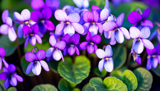 A Picture of Violet flowers in shades of purple and white