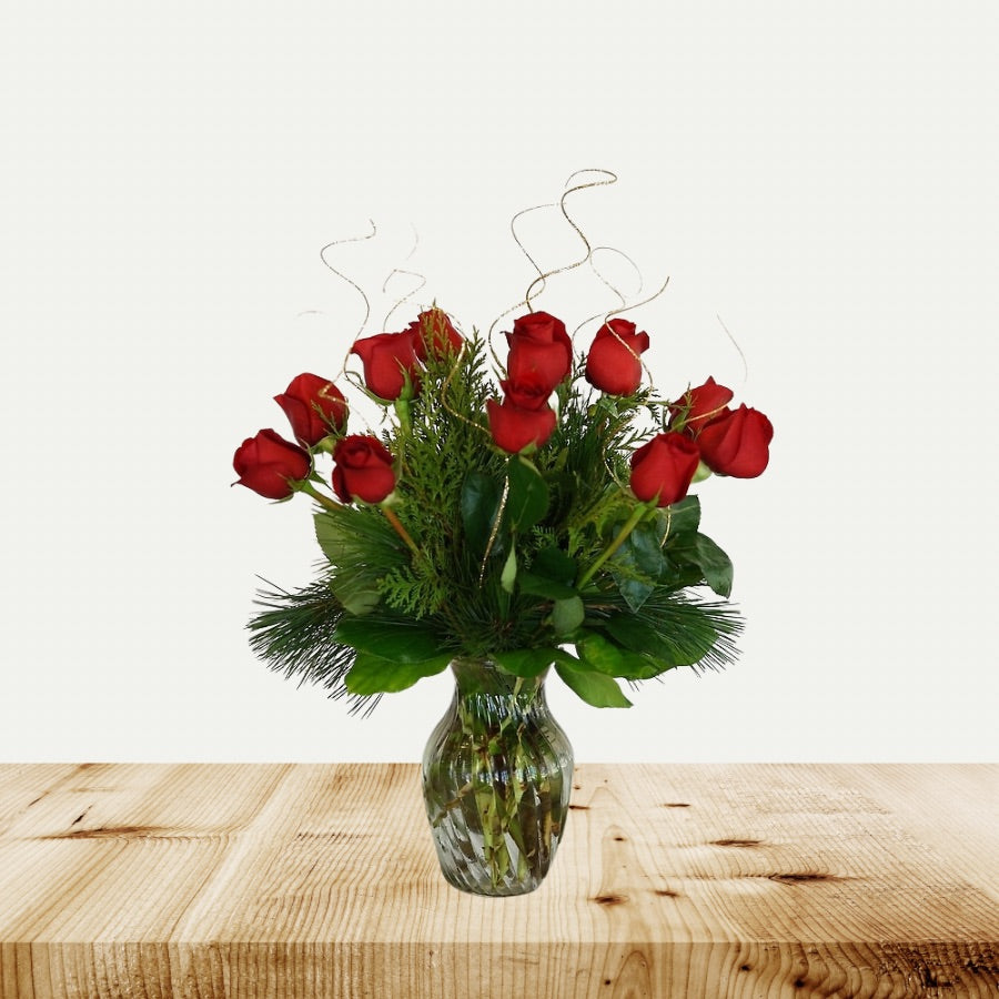 Christmas Classic Dozen Red Roses