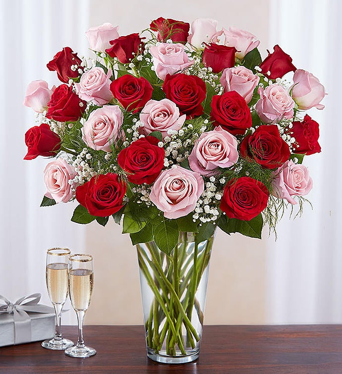 Ultimate Elegance Long Stem Pink & Red Roses