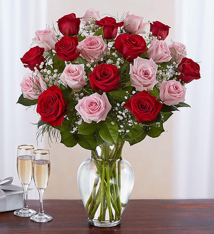 Ultimate Elegance Long Stem Pink & Red Roses