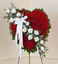 Red Solid Heart With White Roses
