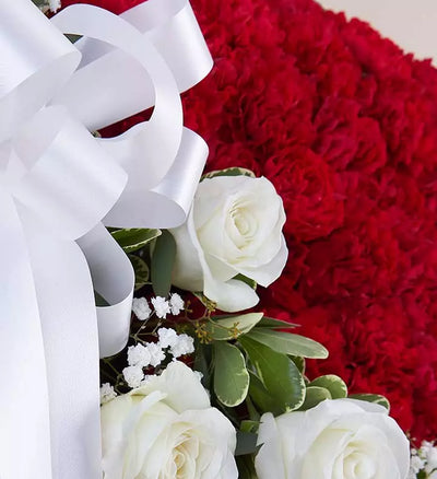 Red Solid Heart With White Roses Red Solid Heart With White Roses