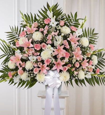 Heartfelt Sympathies Standing Basket- Pink & White Heartfelt Sympathies Standing Basket- Pink & White