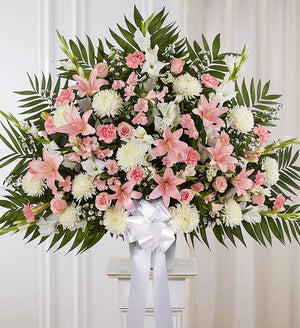 Heartfelt Sympathies Standing Basket- Pink & White