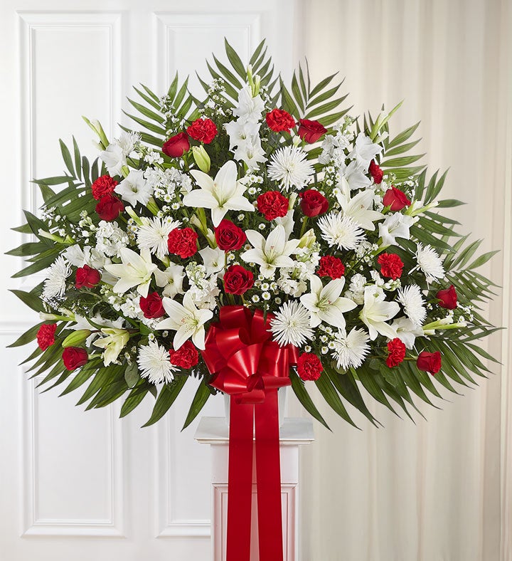 Heartfelt Sympathies Standing Basket Red & White