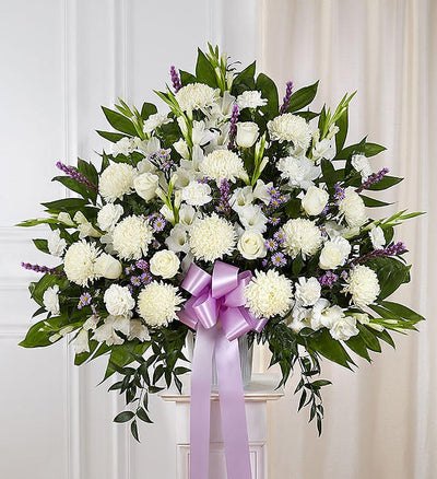 Heartfelt Sympathies Lavender & White Standing Basket Heartfelt Sympathies Lavender & White Standing Basket