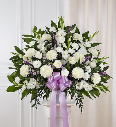 Heartfelt Sympathies Lavender & White Standing Basket Heartfelt Sympathies Lavender & White Standing Basket