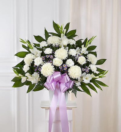 Heartfelt Sympathies Lavender & White Standing Basket Heartfelt Sympathies Lavender & White Standing Basket