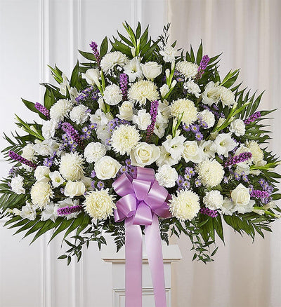 Heartfelt Sympathies Lavender & White Standing Basket Heartfelt Sympathies Lavender & White Standing Basket