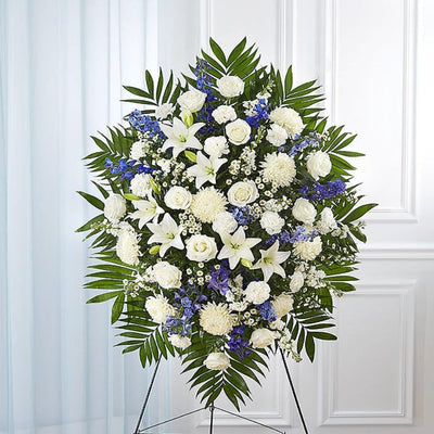 Blue & White Funeral Standing Spray Blue & White Funeral Standing Spray
