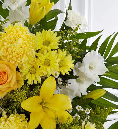 Yellow & White Sympathy Standing Spray Yellow & White Sympathy Standing Spray