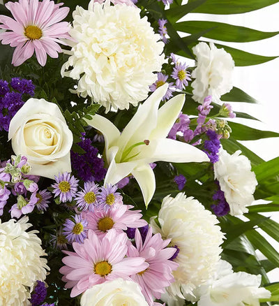 Lavender And White Funeral Standing Spray Lavender And White Funeral Standing Spray