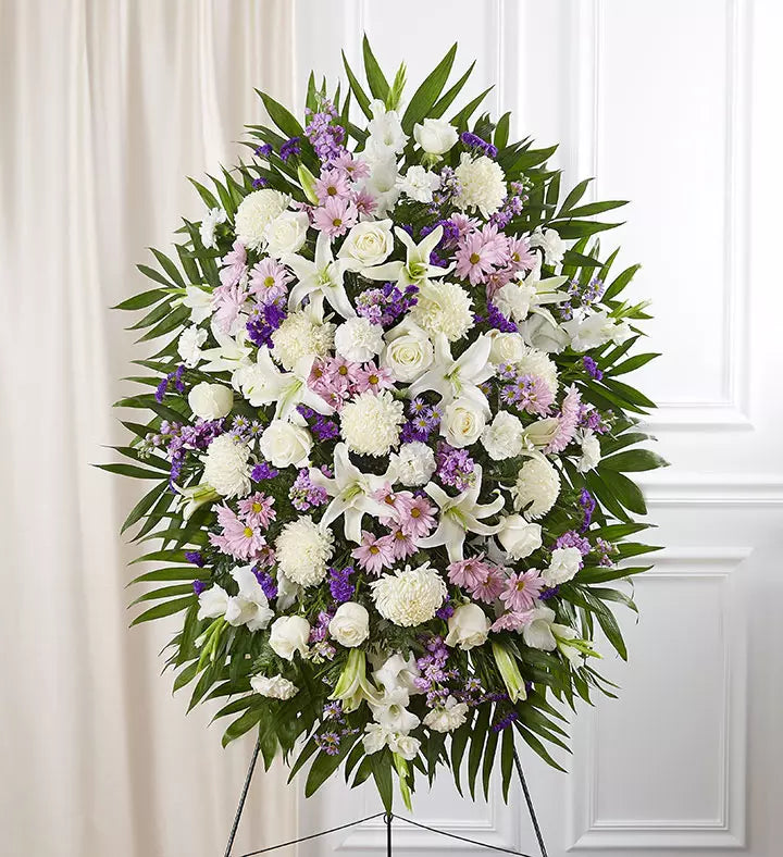 Lavender And White Funeral Standing Spray