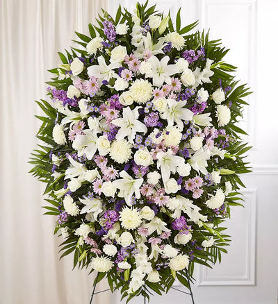 Lavender And White Funeral Standing Spray Lavender And White Funeral Standing Spray