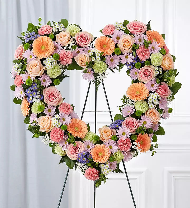 Always Remember Floral Heart Tribute- Pastel