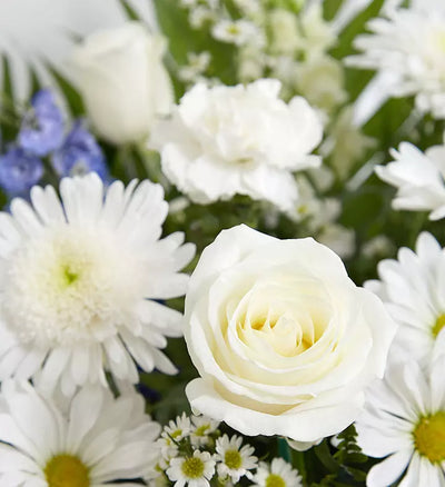 Heartfelt Tribute Blue & White Floor Basket Arrangement Heartfelt Tribute Blue & White Floor Basket Arrangement