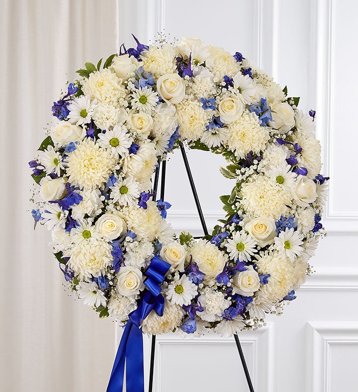 Serene Blessings Standing Wreath- Blue and White