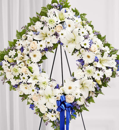 Sentimental Solace Wreath - Blue & White Sentimental Solace Wreath - Blue & White
