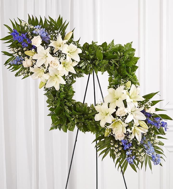Cherished Remembrance Wreath - Blue and White