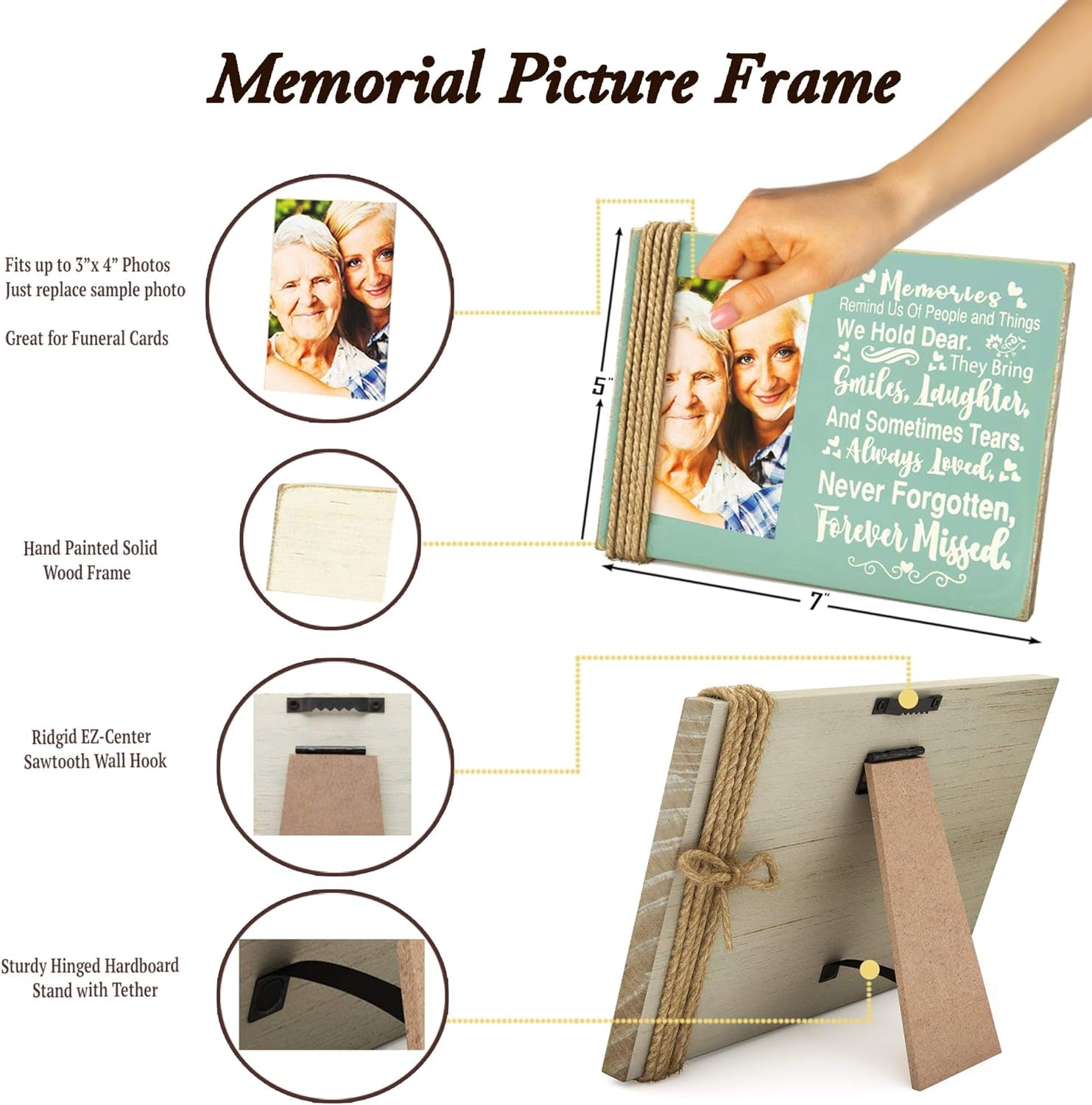 Memorial Picture Frame for Lost Loved One,In Memory of Loved One Gifts,Bereavement Gifts for Loss of Father, Mother, Grandparents,Memorial Frames for Loved One, Holds 4"X6" Photo,Wholesale Pricing