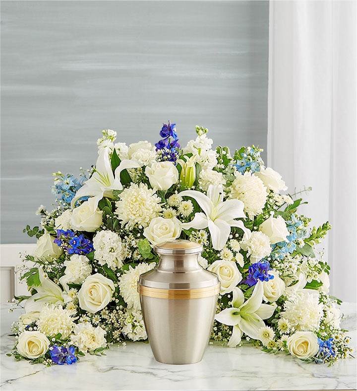 Crescent Cremation Arrangement- Blue and White