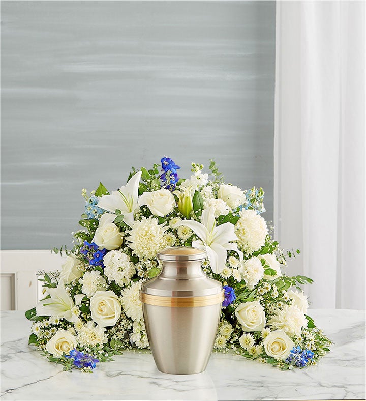 Crescent Cremation Arrangement- Blue and White