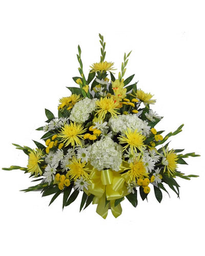 Sunshine Sentiments Glads and Hydrangea Mache Sunshine Sentiments Glads and Hydrangea Mache