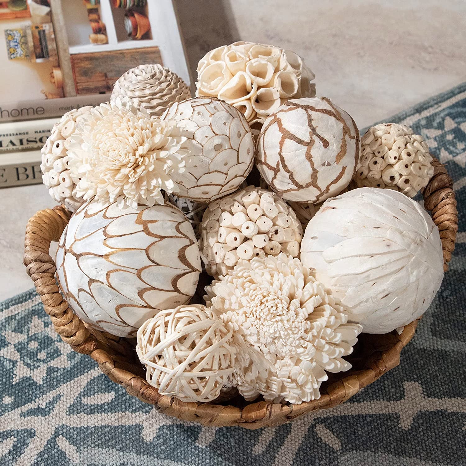 Large Decorative Balls Bowl Filler Decor Orbs White & Cream (Natural White)