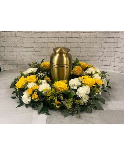 Yellow and White Cremation Wreath Yellow and White Cremation Wreath