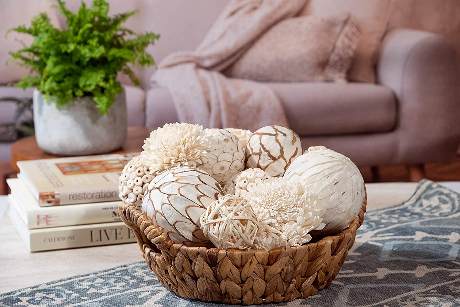 Large Decorative Balls Bowl Filler Decor Orbs White & Cream (Natural White)