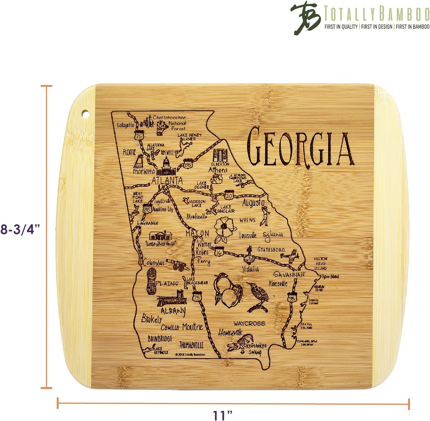 a Slice of Life Georgia State Serving and Cutting Board, 11" X 8.75"