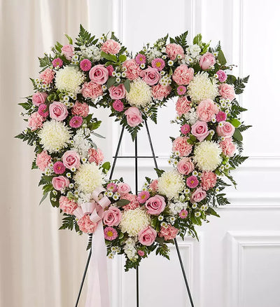 Always Remember Floral Heart Tribute - Pink & White Always Remember Floral Heart Tribute - Pink & White