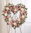Always Remember Floral Heart Tribute - Pink & White