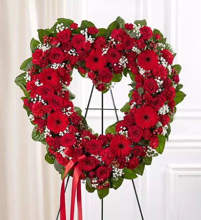 Always Remember Floral Heart Tribute- Red Always Remember Floral Heart Tribute- Red