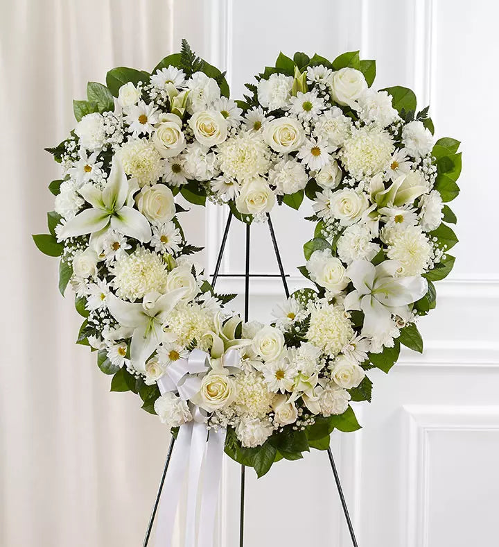 Always Remember Floral Heart Tribute  White