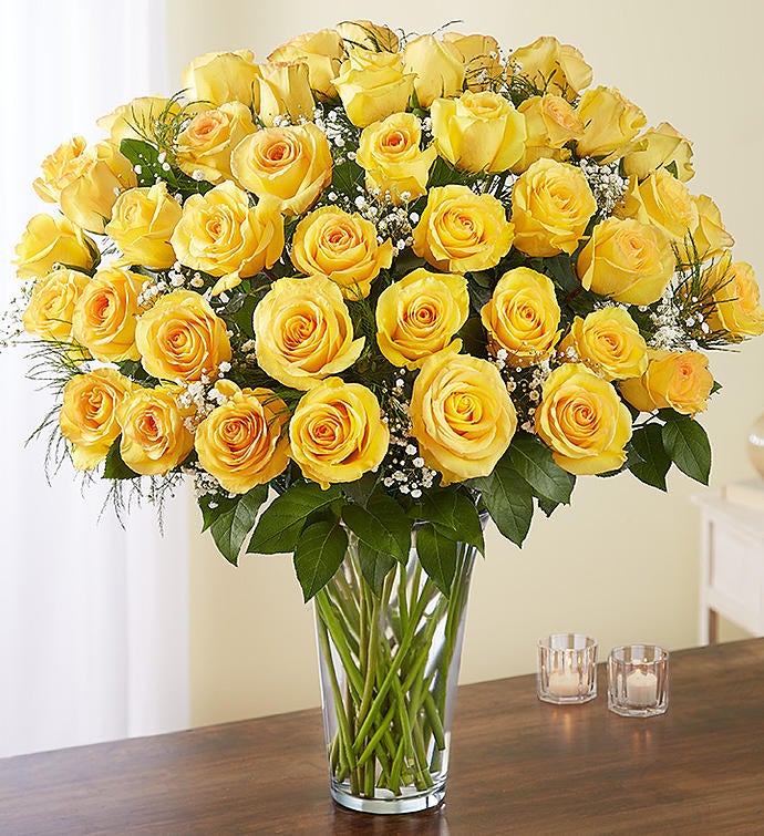 Deluxe Elegance Long Stem Yellow Roses