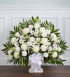 Heartfelt Tribute White Floor Basket Arrangement