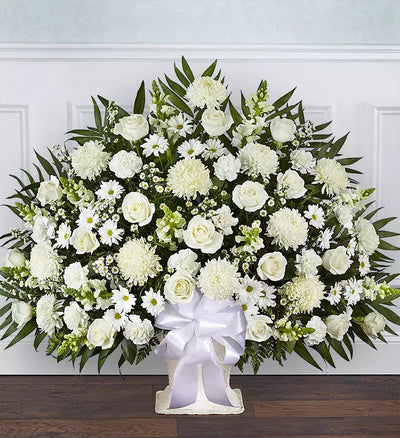 Heartfelt Tribute White Floor Basket Arrangement Heartfelt Tribute White Floor Basket Arrangement