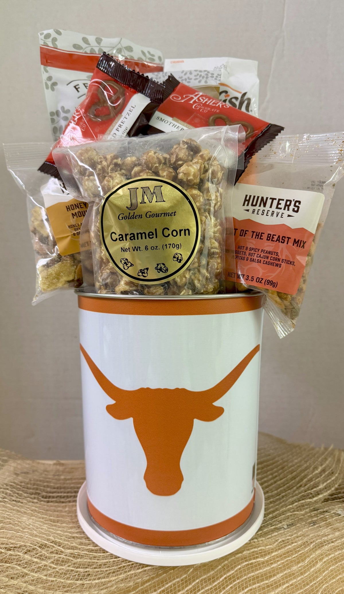 JGB Sports - Texas Longhorns Gift Tin Basket - Made In America
