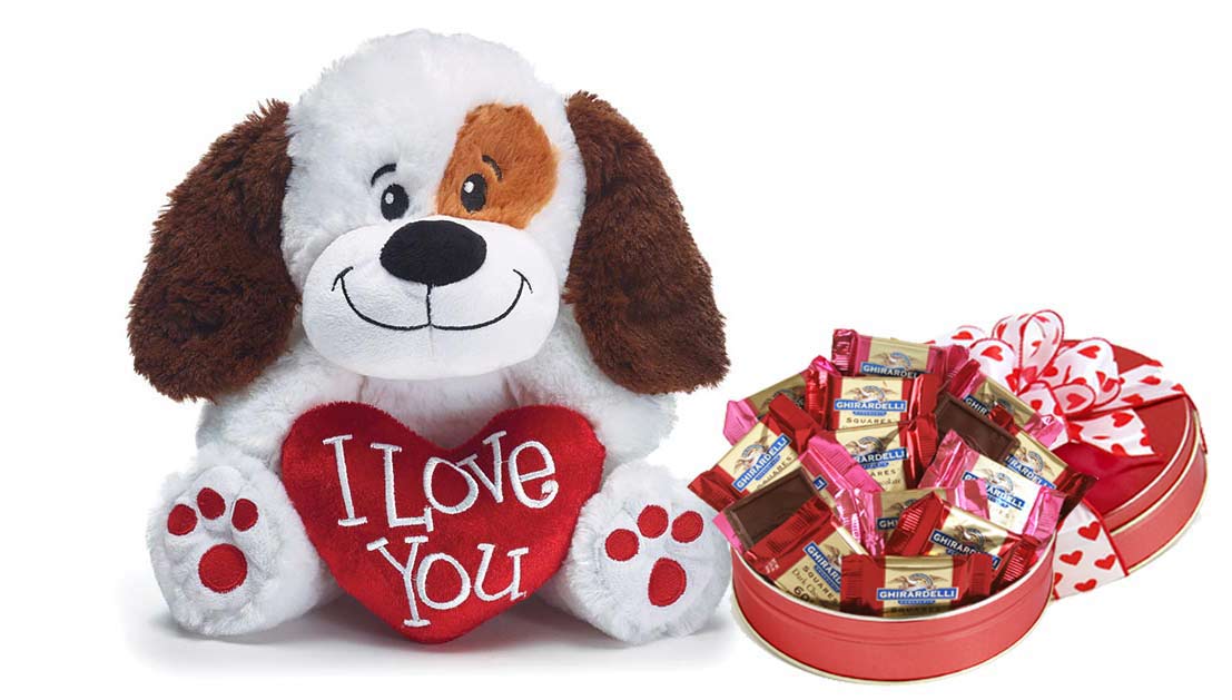 Valentine Sweets w/ I Love You Plush Puppy Gift Set