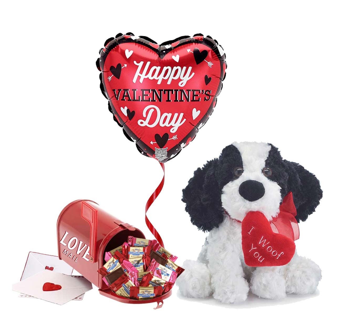 I Woof You Plush Valentine With chocolates gift set - Pink