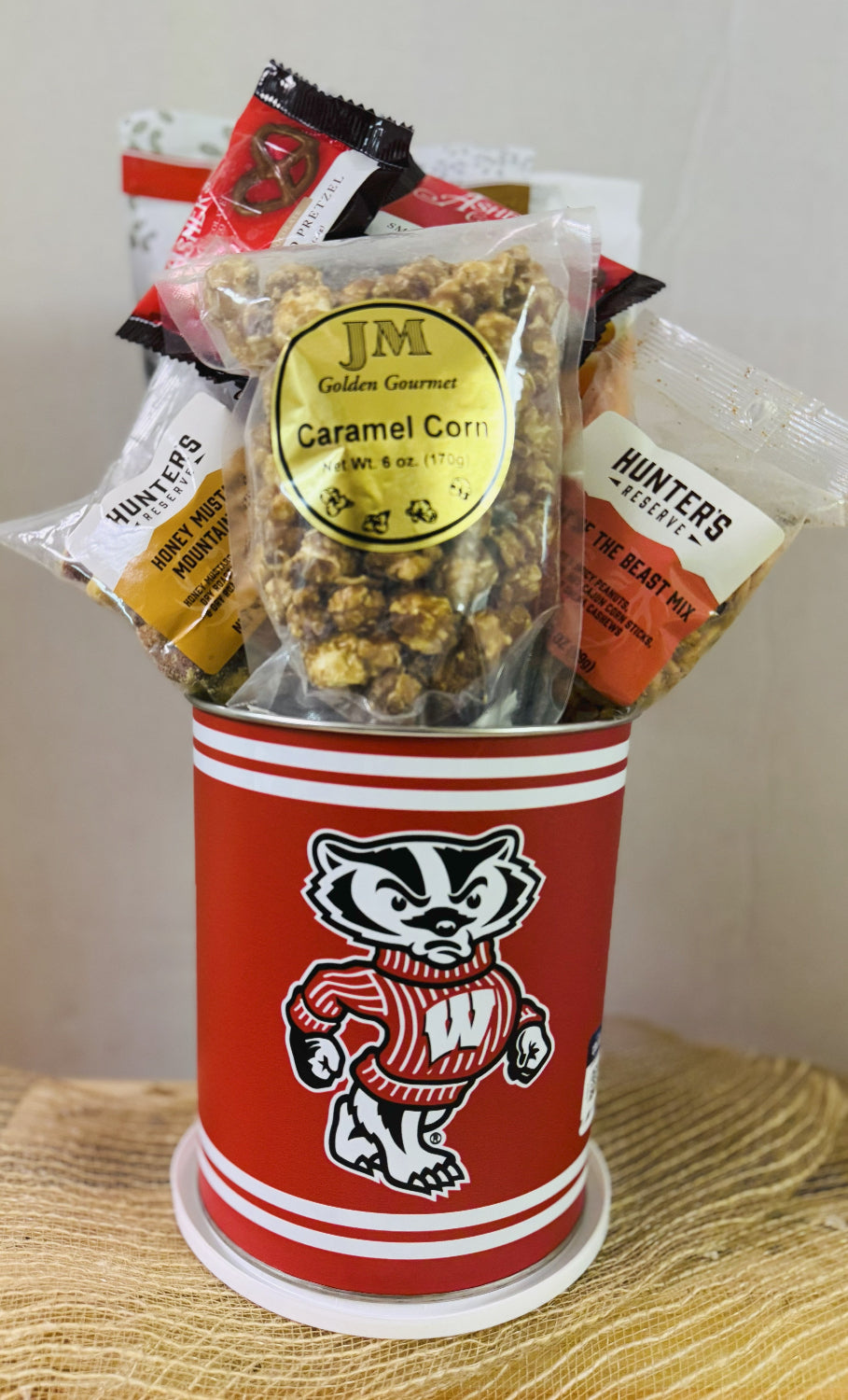 JGB Sports- Wisconsin Badgers Gift Tin Basket - Made In America