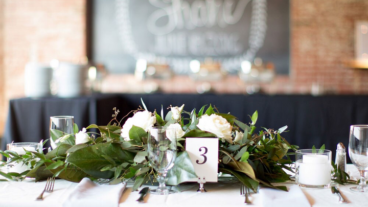 Wedding centerpieces inside a Long Island venue