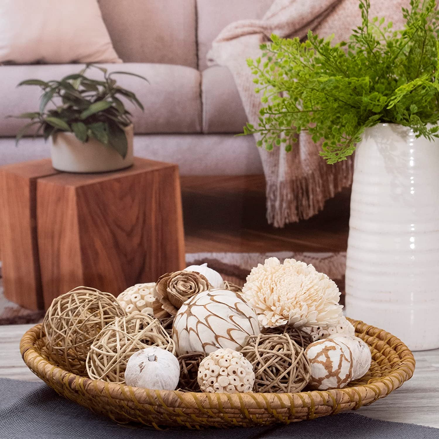 Large Decorative Balls Bowl Filler Decor Orbs White & Cream (Natural White)